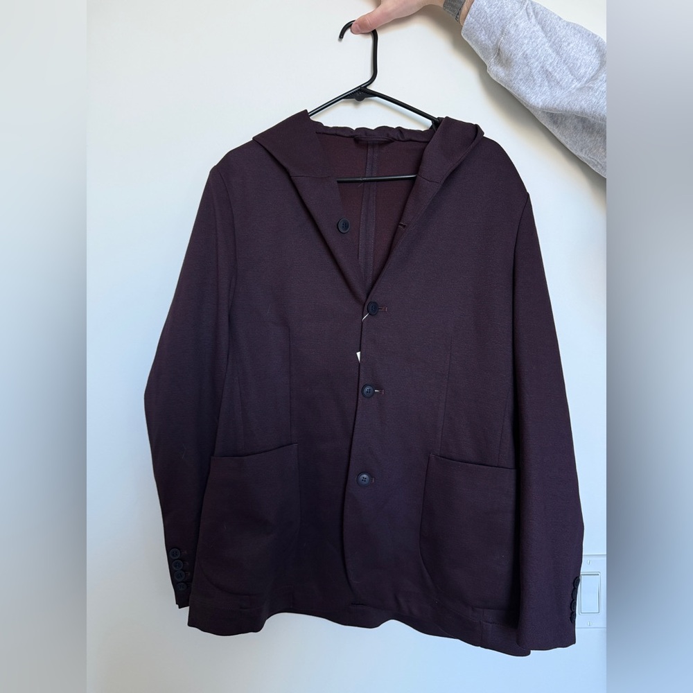 Men's Burgundy Hooded Blazer Jacket